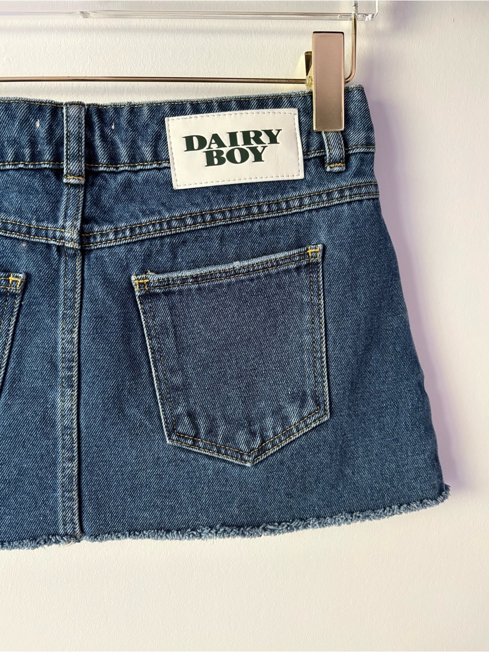 Dairy Boy Dark Wash Denim Raw Hem Micro Mini Skirt - Size 25